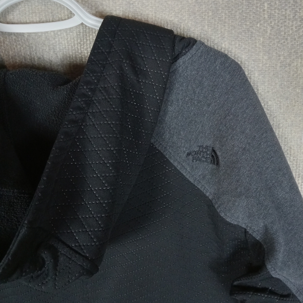 The North Face Recover Up Fleece Hooded Jacket Womens Large Black Gray Quilted - Picture 5 of 11